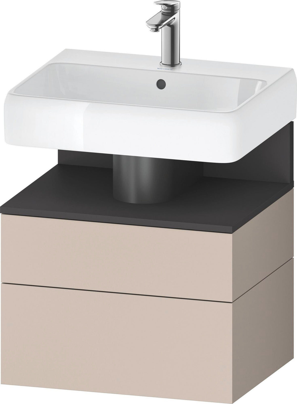 DURAVIT Qatego Waschtischunterbau 590 mm wandhängend, 1 Auszug, weiß Hochglanz, Nische Eiche Schwarz