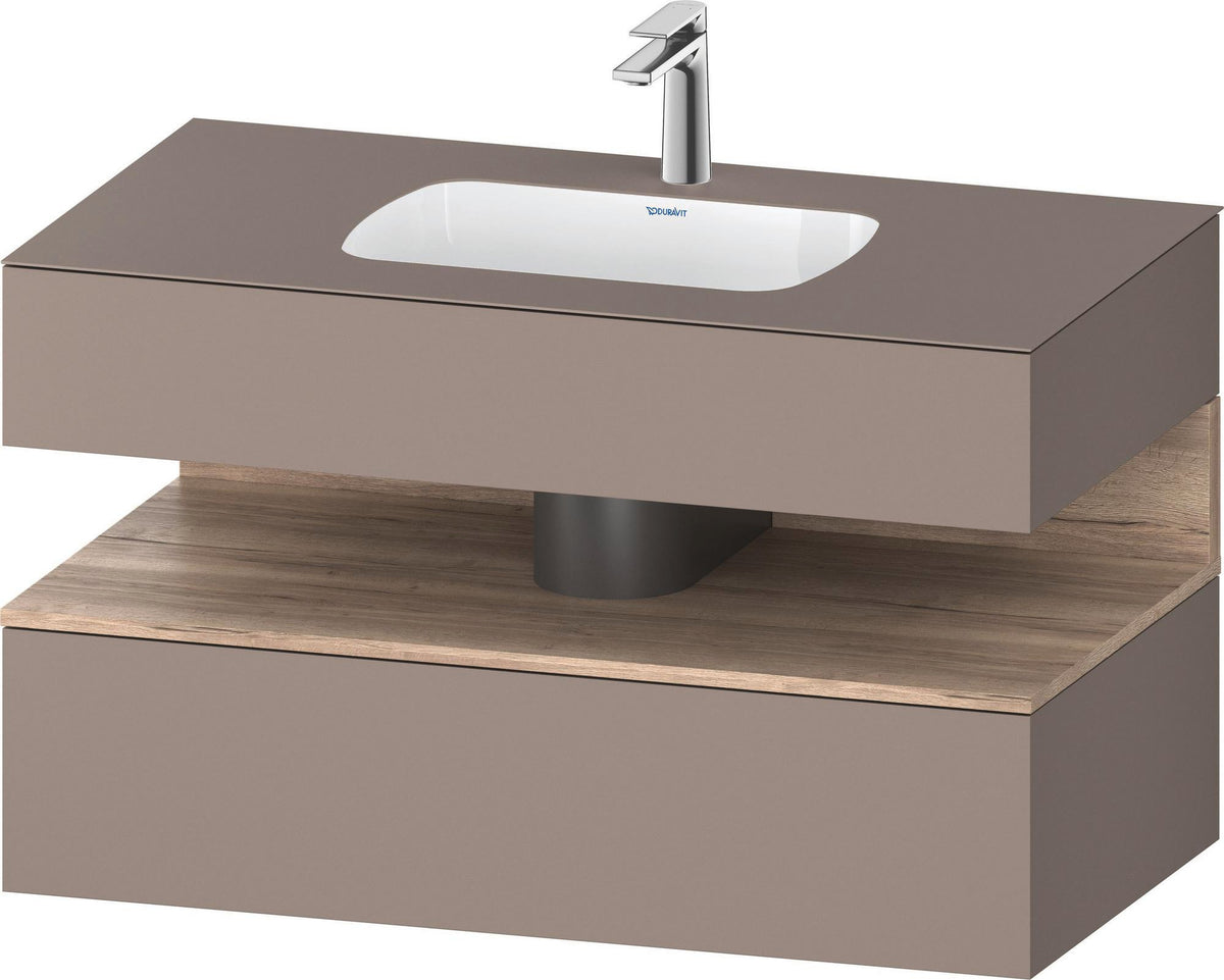 DURAVIT Qatego Einbauwaschtisch mit Konsolenwaschtischunterbau 1000 mm, 1 Auszug, antibakteriell