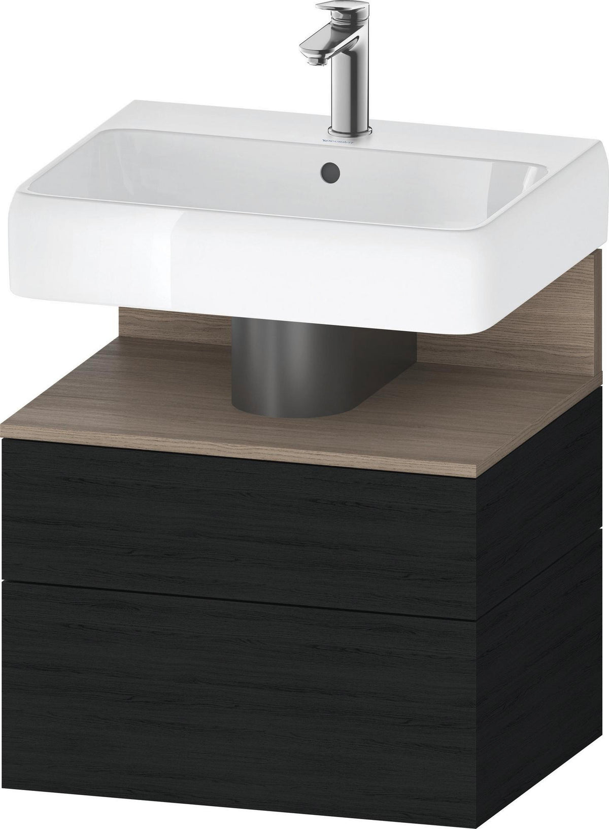 DURAVIT Qatego Waschtischunterbau 590 mm Eiche Terra Matt mit 1 Auszug und Tip-On Technik