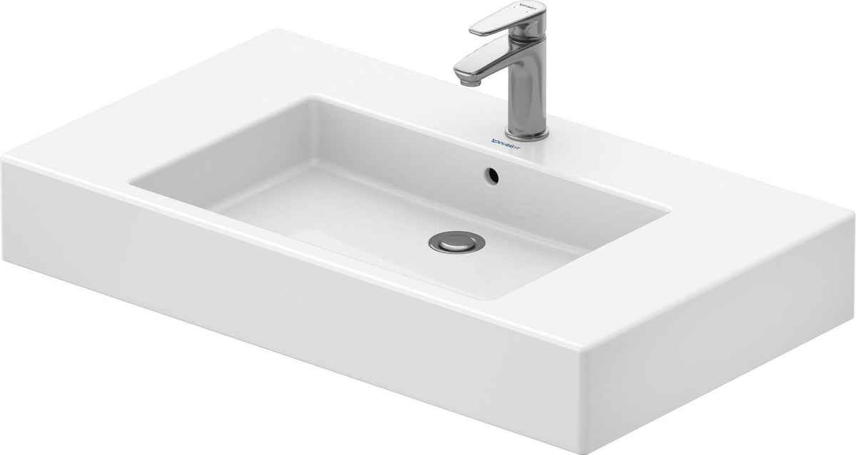 DURAVIT Vero Möbelwaschtisch 850 mm weiß WonderGliss mit Überlauf und Hahnlochbank