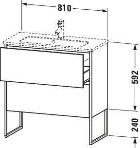 Duravit Waschtischunterbau XSQUARE 810x831x388 mm mit 2 Auszügen, s-matt, Eiche Ahorn