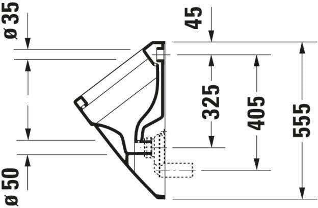 Duravit Urinal VERO 295x320mm Zulauf von hinten ohne Fliege schwarz