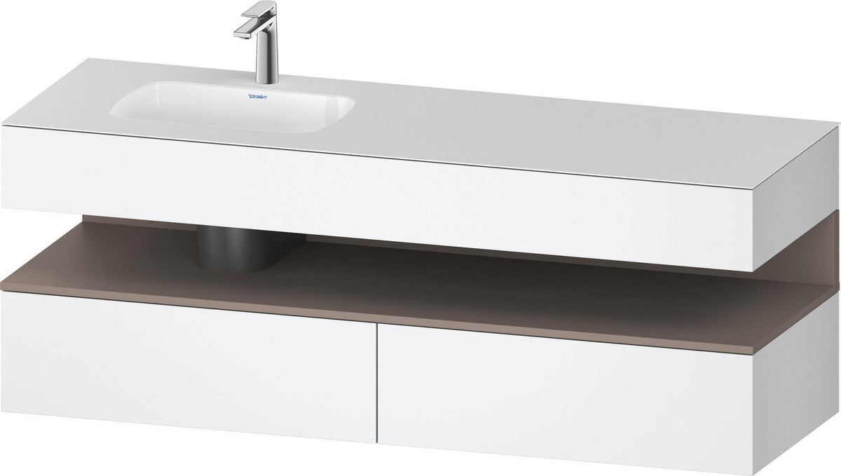 DURAVIT Qatego Studio F. A. Porsche Einbauwaschtisch mit Konsolenwaschtischunterbau 1600 mm Weiß Matt