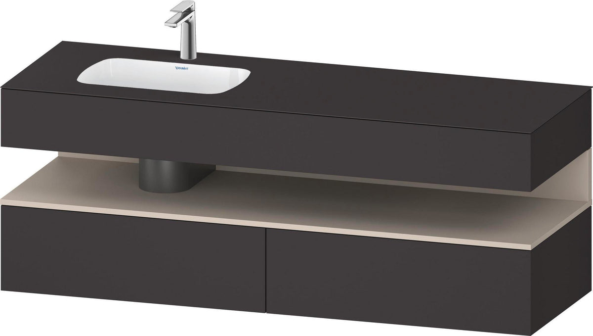 DURAVIT Qatego Studio F. A. Porsche Einbauwaschtisch mit Konsolenwaschtischunterbau 1600 mm Weiß Matt