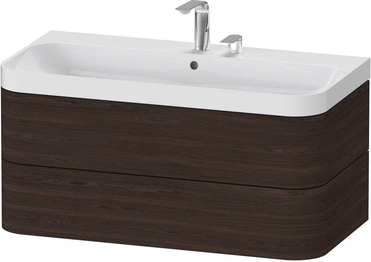 DURAVIT Happy D.2 c-shaped Waschtischset 975 mm wandhängend mit Tip-on und Soft-Close