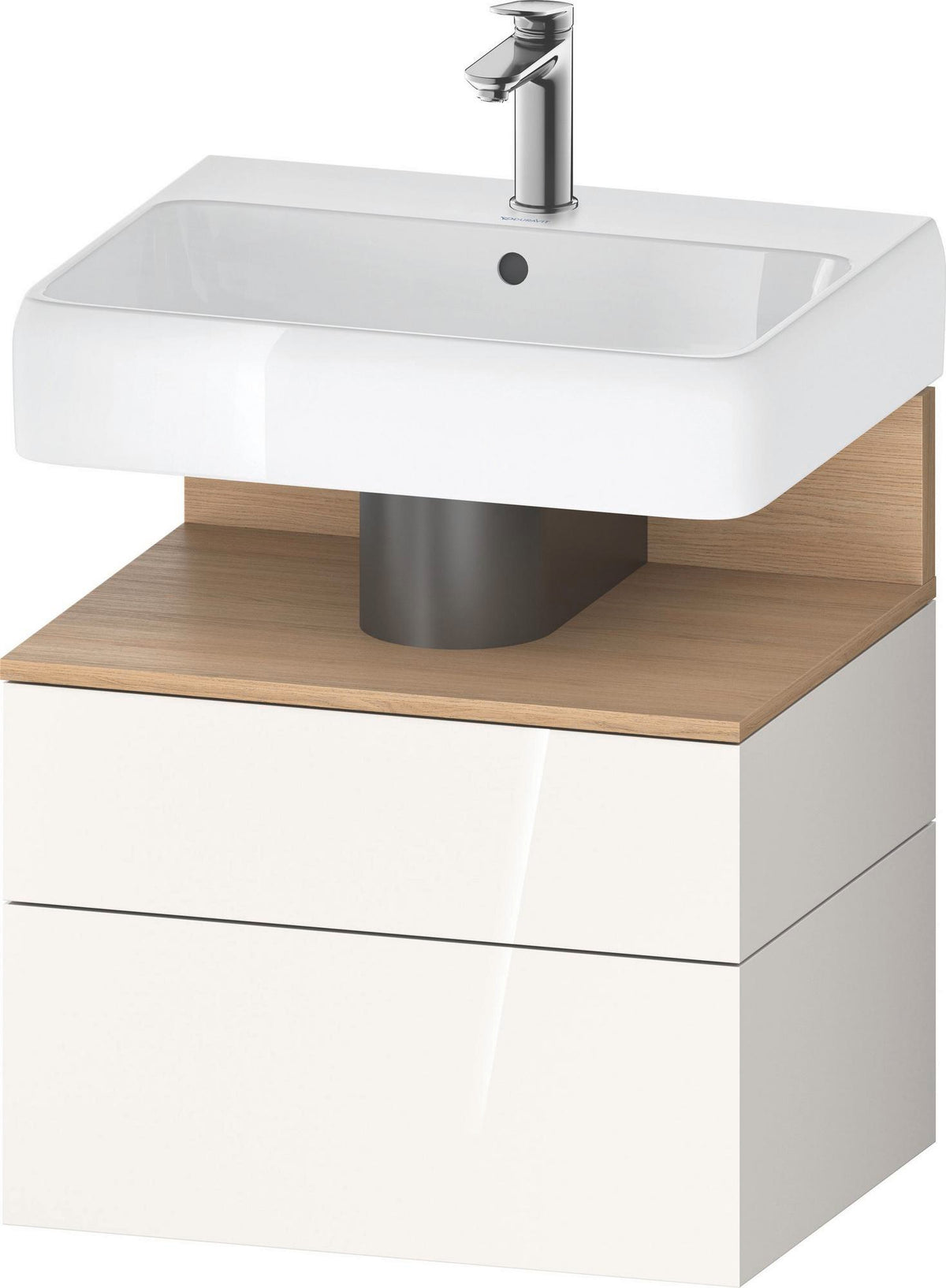 DURAVIT Qatego Waschtischunterbau 590 mm wandhängend, 1 Auszug, weiß Hochglanz, Nische Eiche Schwarz