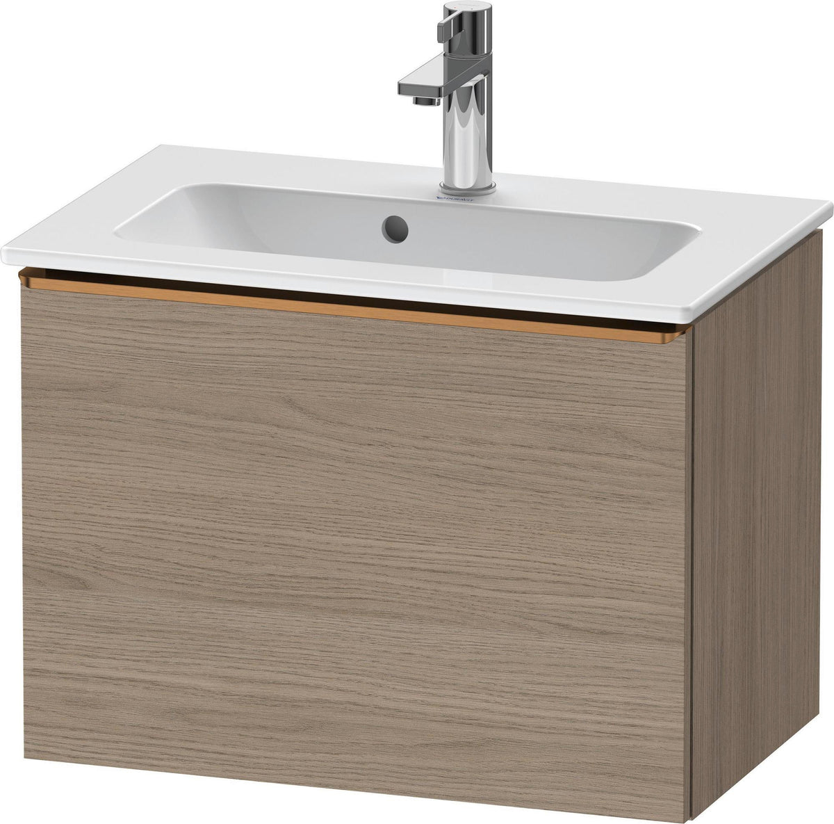 DURAVIT D-Neo Waschtischunterbau 610 mm Eiche Terra Matt mit Auszug und Chromgriff