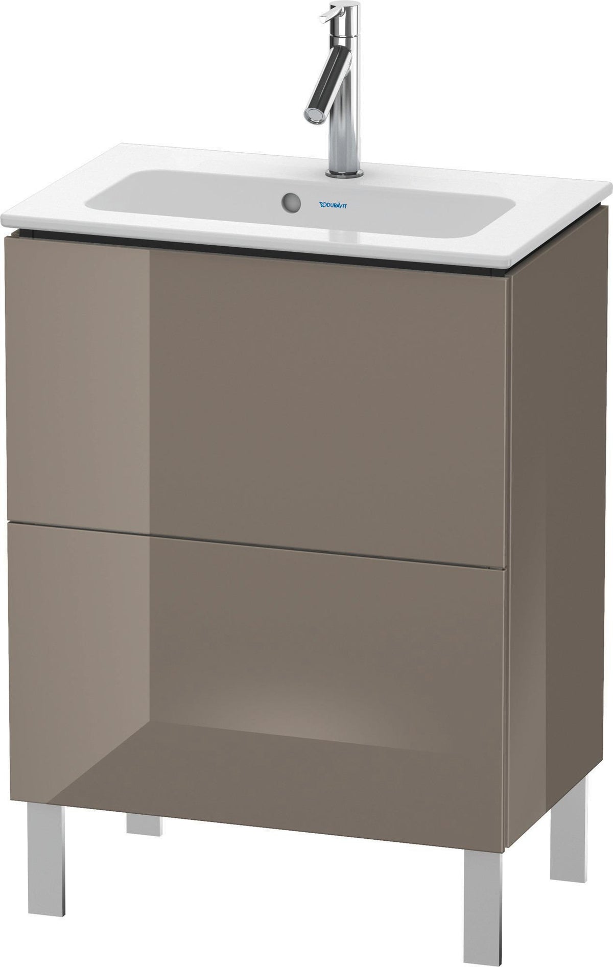 Duravit L-Cube Waschtischunterbau 620 mm, 2 Auszüge, bodenstehend, Weiß Matt – mit Tip-On
