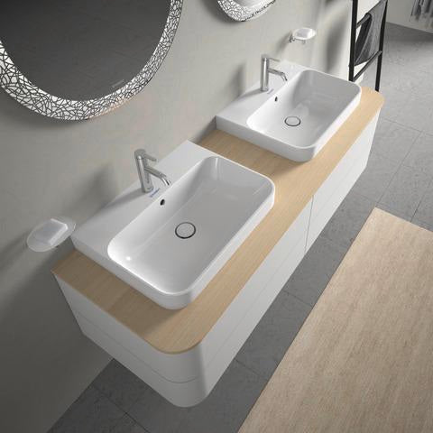 DURAVIT Aufsatzbecken Happy D.2 Plus 600 mm Weiß mit Überlauf und Hahnlochbank