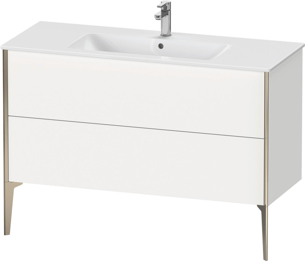 DURAVIT XViu Waschtischunterbau bodenstehend 1210 mm, 2 Auszüge, champagner matt/weiß matt