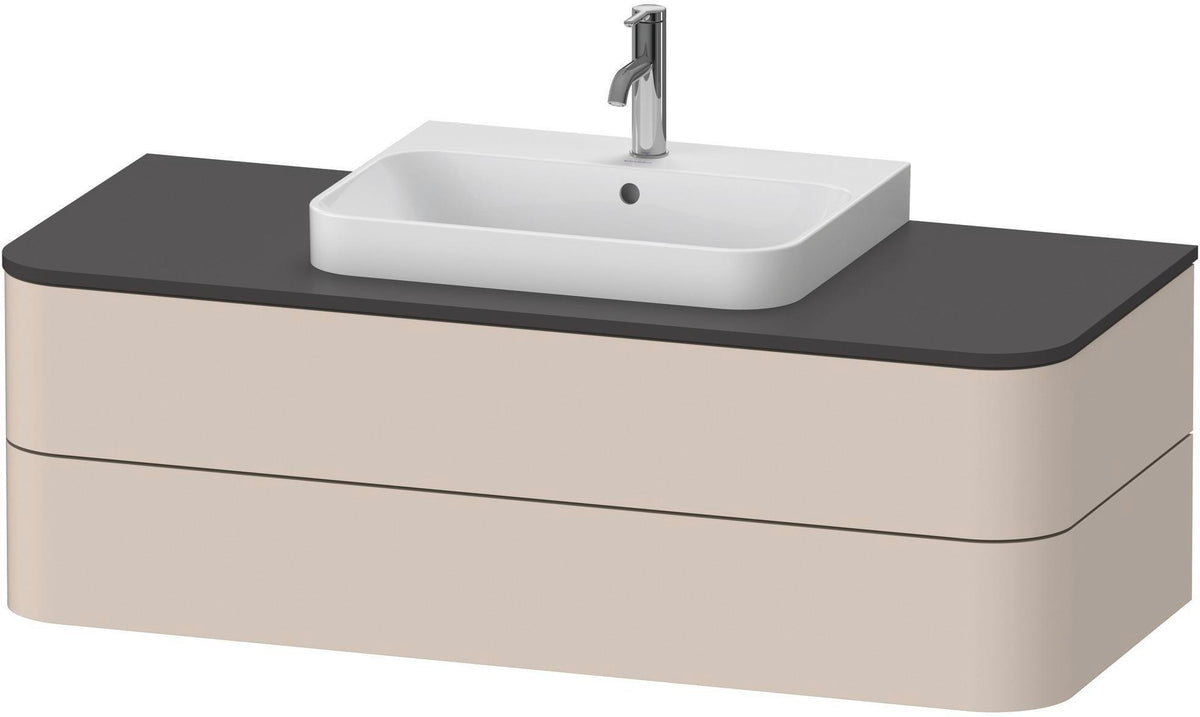 DURAVIT Happy D.2+ Konsolenwaschtischunterbau 1300 mm taupe supermatt mit Tip-On Technik und LED-Innenbeleuchtung