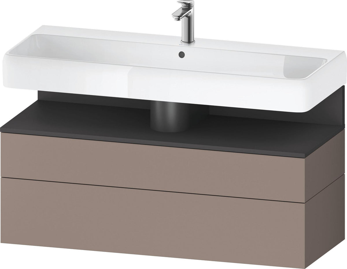 Duravit Qatego Waschtischunterbau 1190 mm – Weiß Matt mit Eiche Schwarz Nische, 1 Auszug, LED