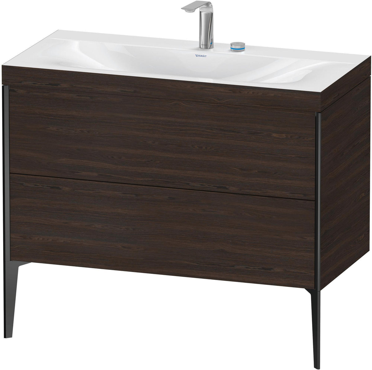DURAVIT XViu c-bonded Waschtischunterbauset 1000 mm, 2 Auszüge, Schwarz Matt / Nussbaum