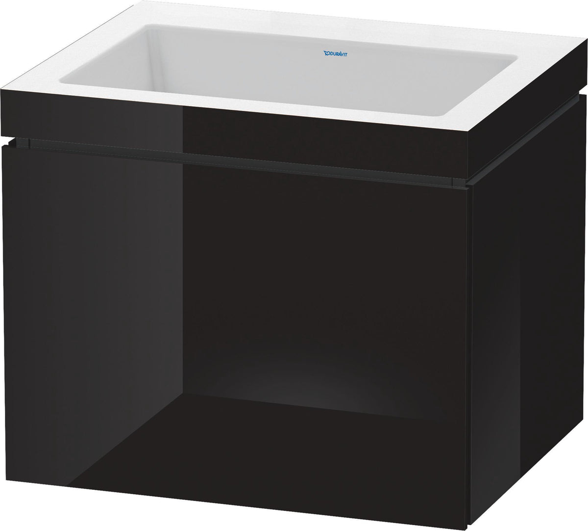 DURAVIT L-Cube c-bonded Waschtischset 600 mm mit Vero Air, schwarz hochglanz, 1 Auszug