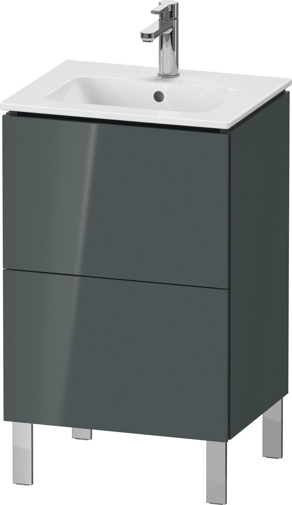 DURAVIT L-Cube Waschtischunterbau bodenstehend, 2 Auszüge, Amerik. Nussbaum, 704x520x421mm