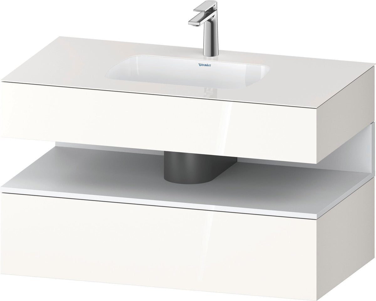 DURAVIT Qatego Einbauwaschtisch mit Konsolenwaschtischunterbau 1000 mm, 1 Auszug, antibakteriell