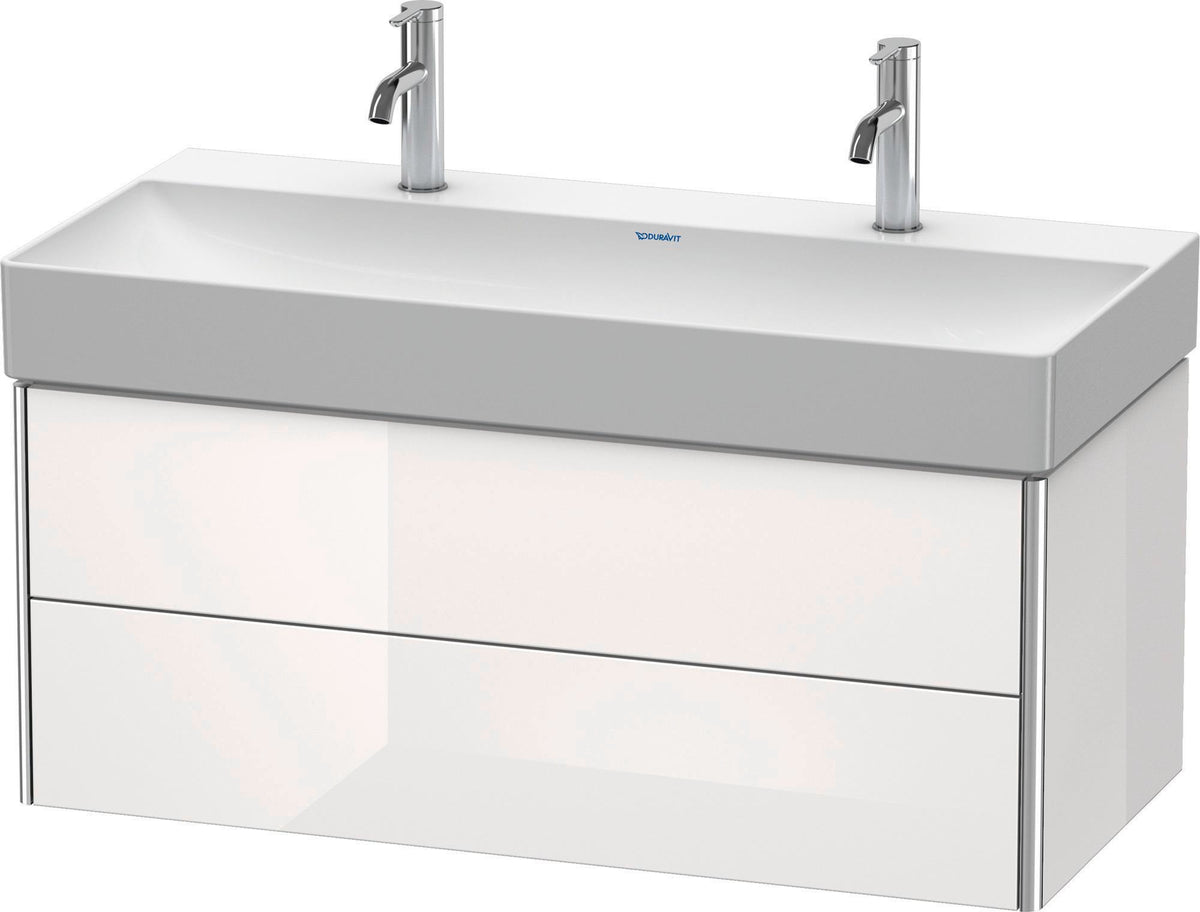 DURAVIT XSquare Waschtischunterbau 984 mm Flannel Grey Hochglanz mit 2 Schubkästen