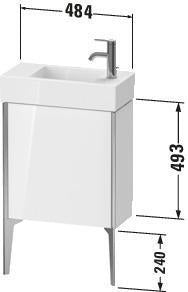 Duravit Waschtischunterbau XVIU 493x484x234 mm mit Tür, Aluminiumprofil seitlich, s-matt