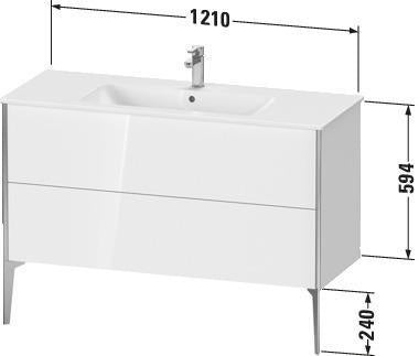 DURAVIT XViu Waschtischunterbau bodenstehend 1210 mm, 2 Auszüge, champagner matt/weiß matt