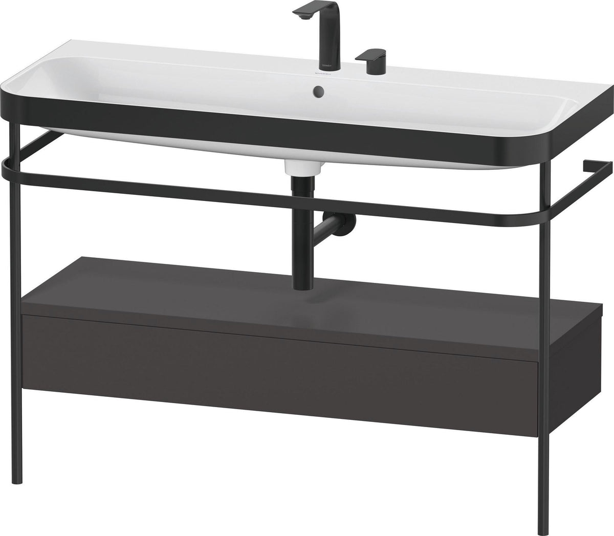 Duravit Happy D.2 c-bonded Waschtischset 1175 mm mit Metallkonsole & Schubkasten in Taupe