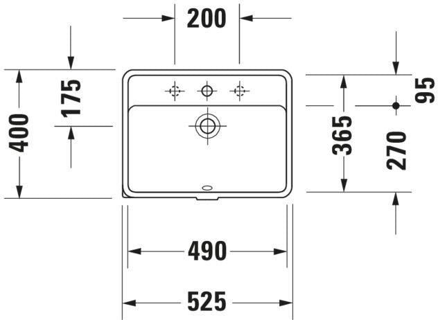 DURAVIT Einbauwaschtisch Starck 3 490 mm Weiß mit WonderGliss, 1 Hahnloch & Überlauf