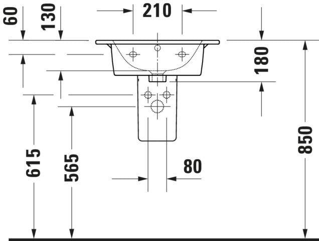 DURAVIT Möbelwaschtisch ME by Starck 530 mm mit Überlauf, ohne Hahnloch, weiß