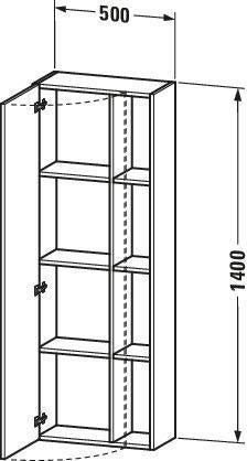 DURAVIT DuraStyle Hochschrank 240x500x1400mm, 1 Tür links, Eiche Terra/Weiß Matt