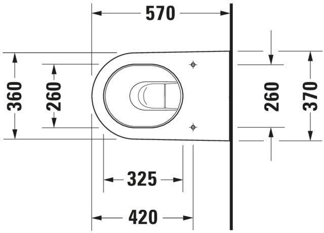 DURAVIT Stand-WC Starck 2 Tiefspüler 570 mm, Abgang waagerecht, weiß