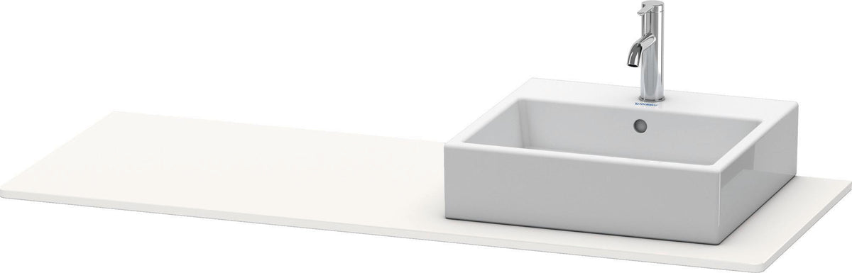 Duravit XSquare Konsole 1400x550mm betongrau matt – 1 Ausschnitt, mit Siphonaussparung