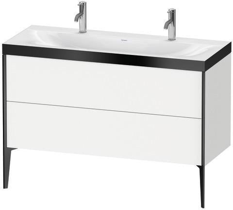 Duravit XViu Möbelwaschtischset 1200 mm Nussbaum Mitte mit Hahnlochbank und Raumsparsiphon