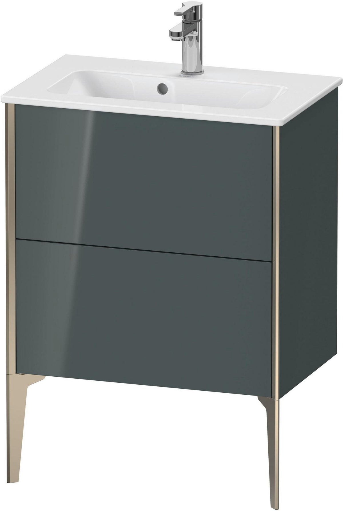 Duravit XViu Waschtischunterbau bodenstehend 610 mm, 2 Auszüge, champagner matt/weiß matt