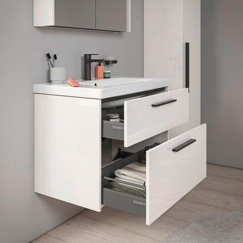 DURAVIT D-Code Halbhochschrank 400 mm, rechts, Basalt Matt, 1 Tür, Glasböden