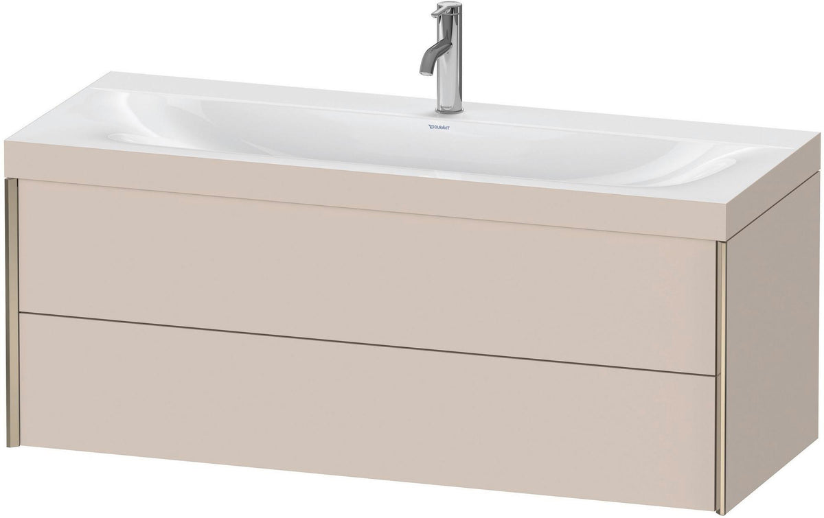 Duravit XViu c-bonded Waschtischunterbauset 1200 mm, 2 Schubkästen, champagner matt/leinen
