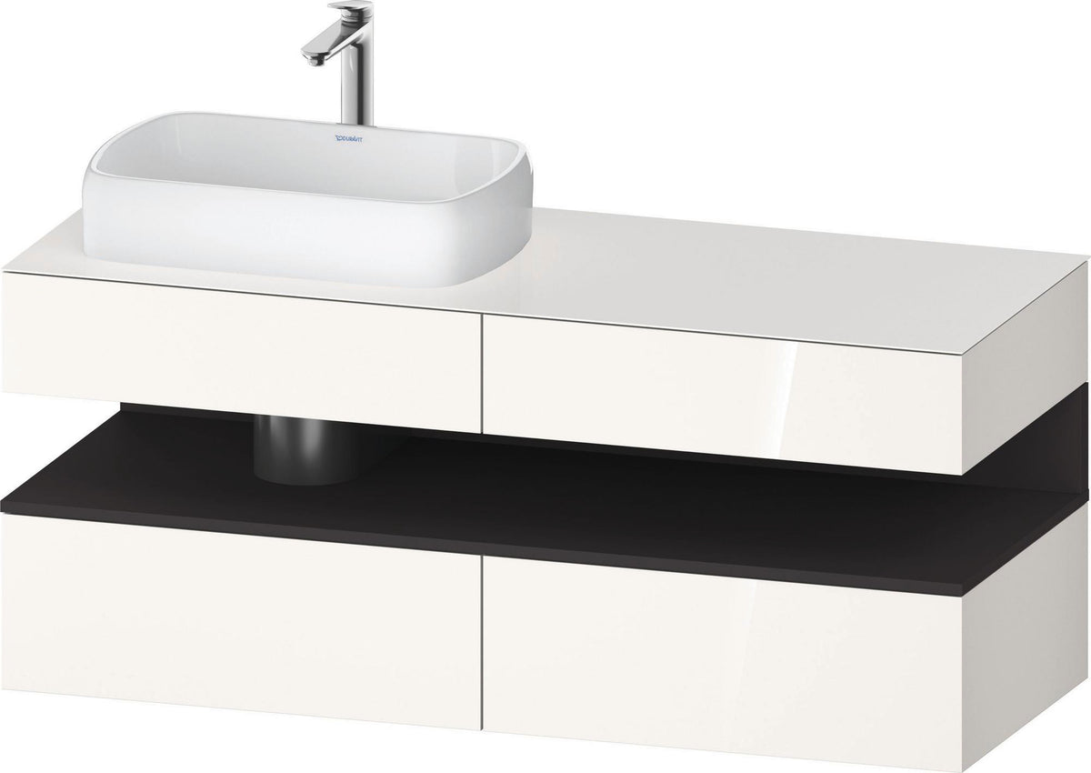 Duravit Qatego Konsolenwaschtischunterbau 1400 mm weiß hochglanz mit Eiche schwarz Nische