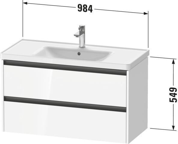 Duravit Ketho.2 Waschtischunterbau 984 mm Eiche Terra – 2 Schubkästen, wandhängend