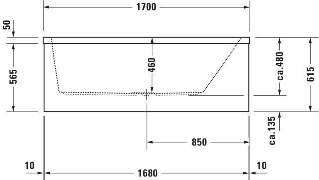 DURAVIT Vero Einbau-Badewanne 1700 x 750 mm, rechteckig, weiß, 1 Rückenschräge rechts