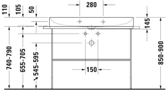 DURAVIT DuraSquare Waschtisch 1000 mm, 1 Hahnloch mittig, ohne Überlauf, weiß