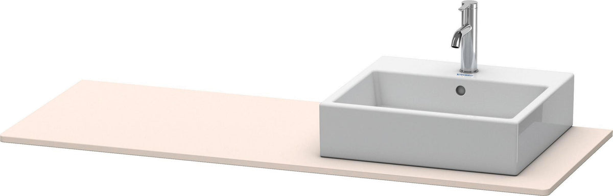 Duravit XSquare Konsole 1400x550mm betongrau matt – 1 Ausschnitt, mit Siphonaussparung