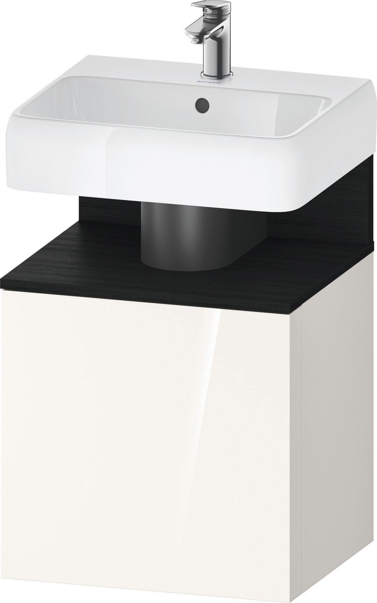 DURAVIT Qatego Waschtischunterbau 490 mm wandhängend, 1 Tür links, Weiß Matt mit Eiche Schwarz Nische