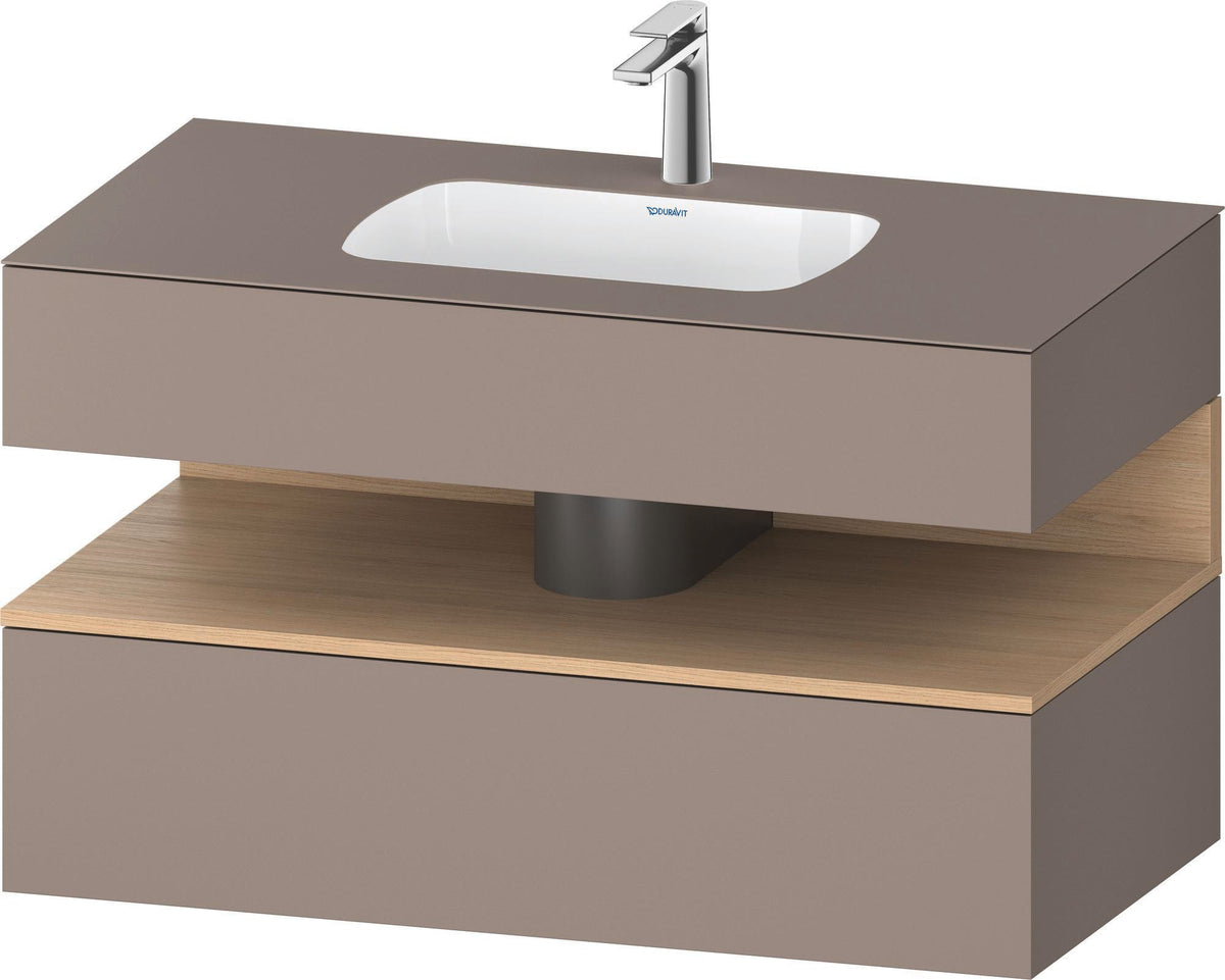 DURAVIT Qatego Einbauwaschtisch mit Konsolenwaschtischunterbau 1000 mm, 1 Auszug, antibakteriell