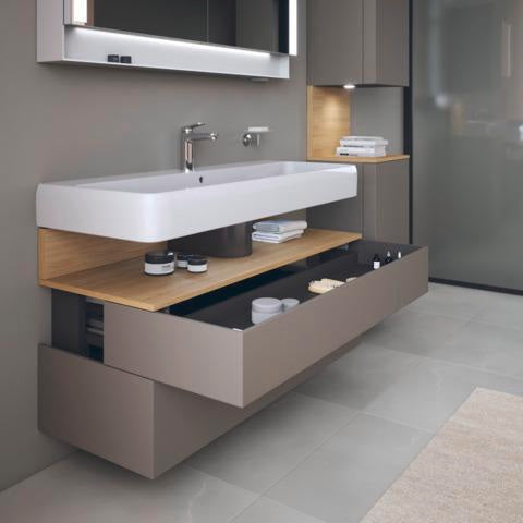 Duravit Qatego Waschtischunterbau 1190 mm – Weiß Matt mit Eiche Schwarz Nische, 1 Auszug, LED