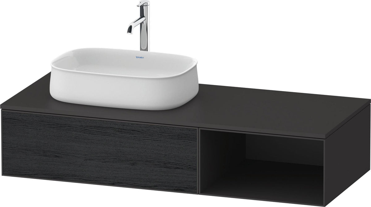 Duravit Zencha Konsolen-Waschtischunterbau 1300 mm Eiche Anthrazit mit Auszug und Tip-on-Technik