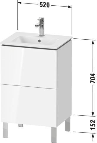 Duravit L-Cube Waschtischunterbau bodenstehend, 2 Auszüge, Weiß Matt, 520 mm