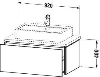 DURAVIT L-Cube Waschtischunterbau 920 mm betongrau matt mit 1 Auszug und Tip-on-Technik