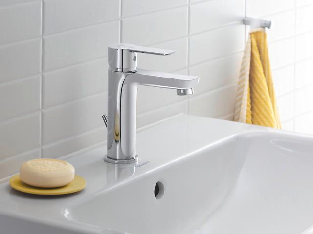 Duravit D-Code Einhebel-Waschtischmischer mit Kaltstart-Funktion, Chrom, 107 mm Ausladung