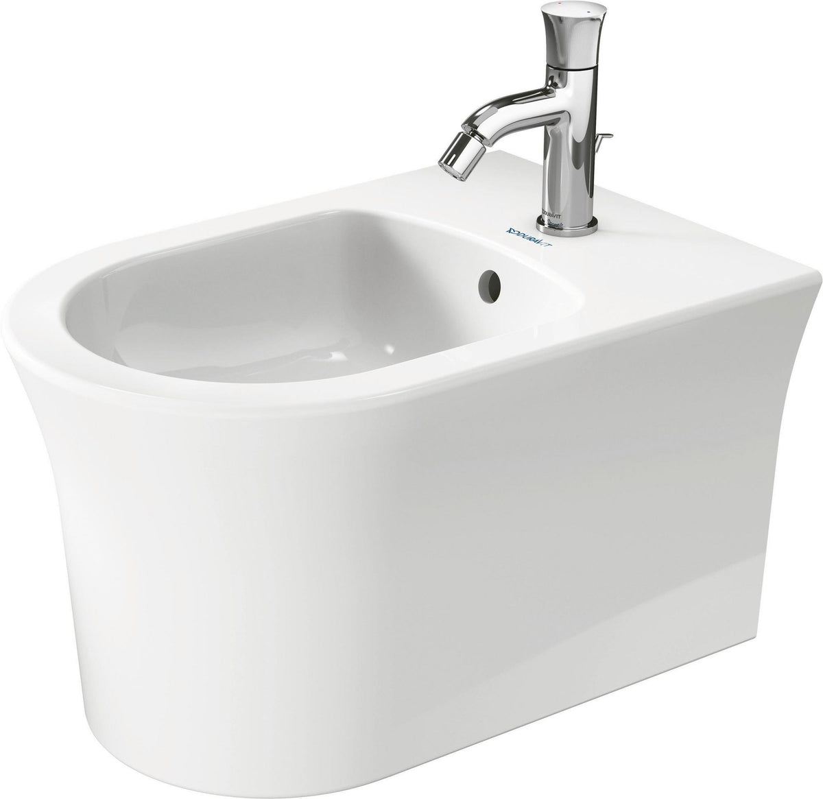 DURAVIT Wandbidet White Tulip 540 mm, Weiß, mit Überlauf & Hahnlochbank – Design von Philippe Starck