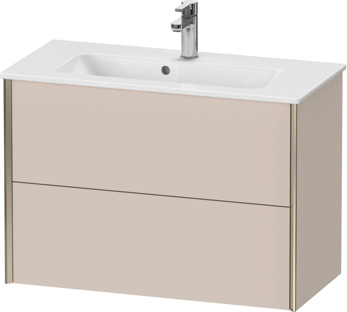 DURAVIT XViu Waschtischunterbau wandhängend 810 mm, 2 Schubladen, champagner matt/weiß matt