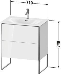 DURAVIT XSquare Waschtischunterbau 710 mm mit Auszug und Fußgestell – Weiß Matt