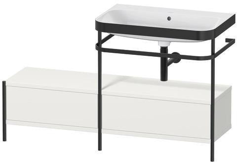 Duravit Waschtischset Happy D.2 Plus 1400x490mm ein Hahnloch taupe supermatt – Design-Waschplatz