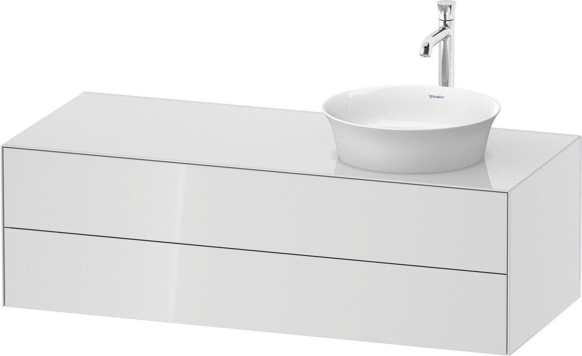 DURAVIT White Tulip Waschtischunterbau 1300 mm wandhängend, 2 Schubkästen, Becken rechts, Nordic Weiß seidenmatt